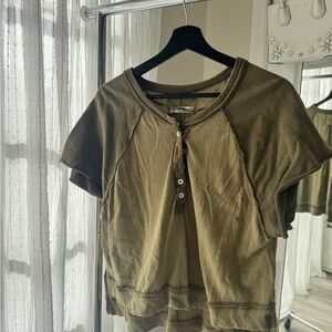 We The Free Olive Knit Top